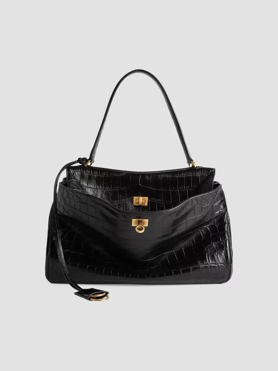 Rodeo Medium Top Handle Crocodile Embossed by Balenciaga