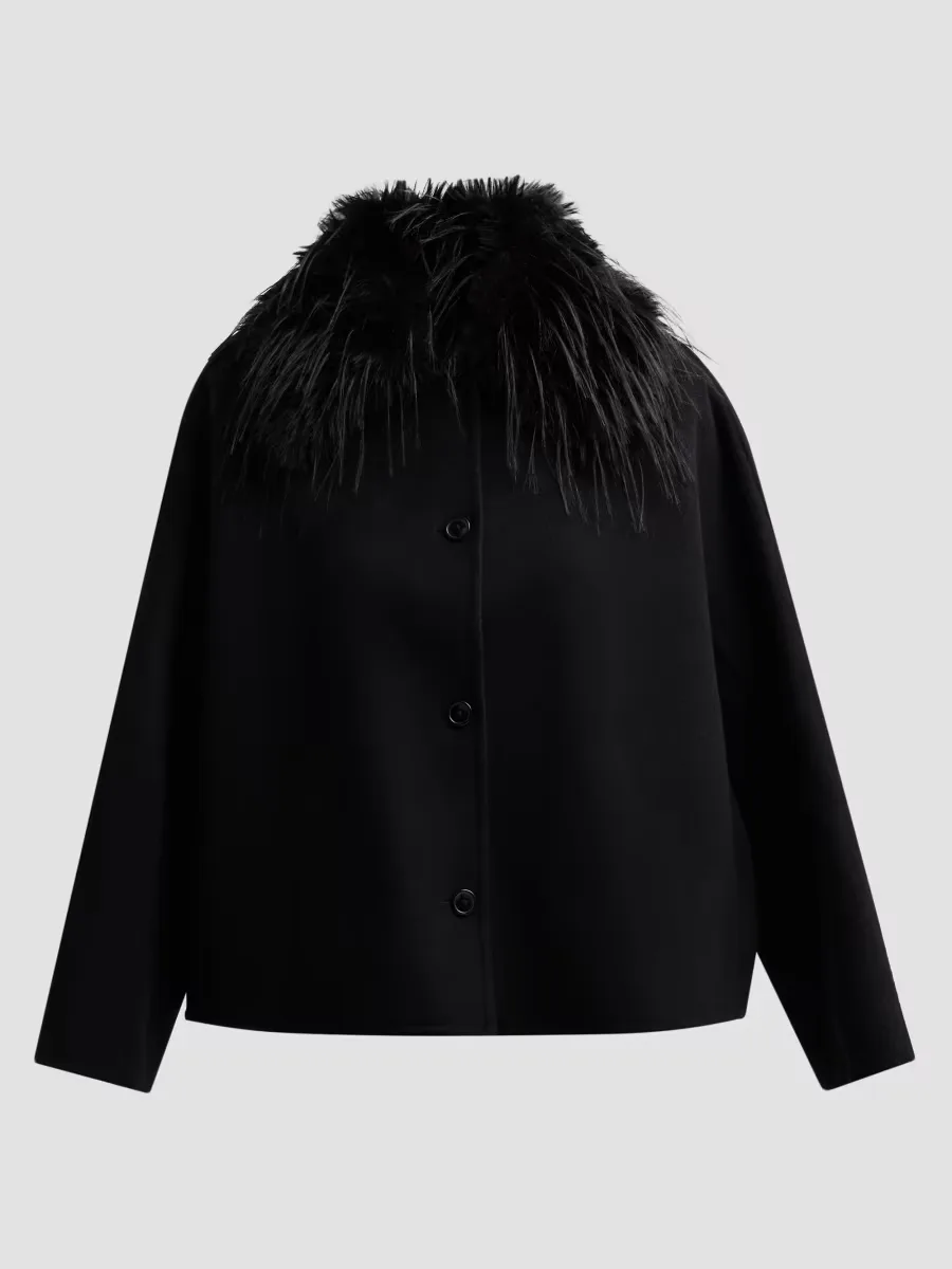 Rafe Faux-Fur-Collar Wool Jacket by Loulou de Saison