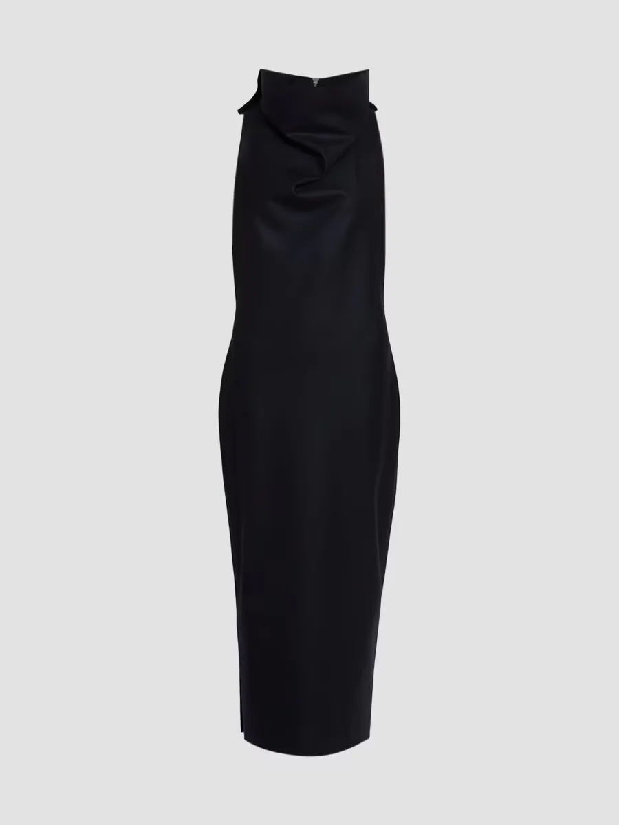 Shell Highneck Wool-Blend Maxi Dress by Issey Miyake