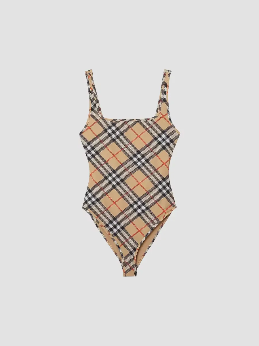 Sabina Check One-Piece Swimsuit by Burberry