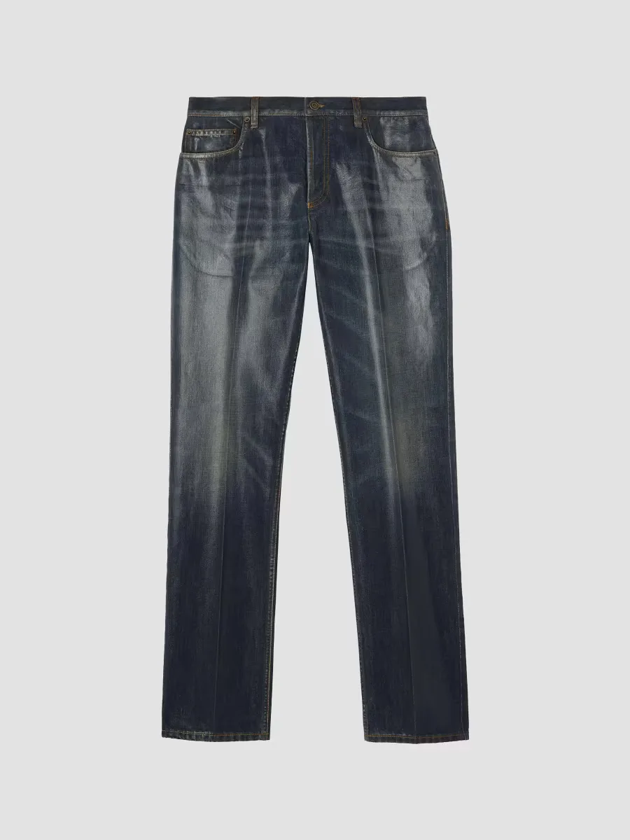 EKD Suede Patch Waxed Slim Jeans by Burberry