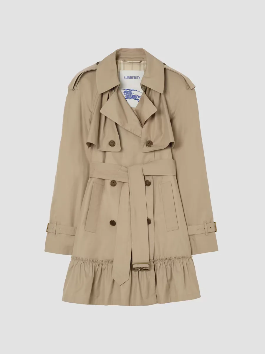 Short Ruched Gabardine Trench Coat by Burberry