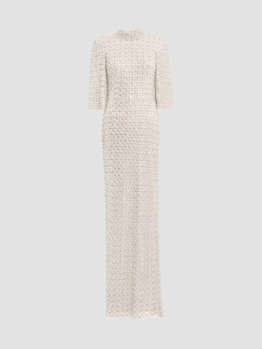 Sedona Embellished Split-Sleeve Column Gown by Jenny Packham