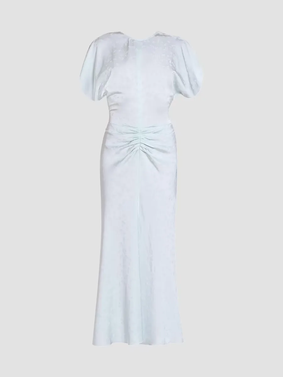Gathered Waist Burnout Velvet Midi-Dress