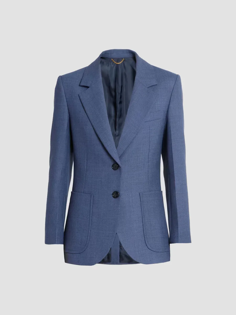 Stretch-Wool Patch-Pocket Jacket by Victoria Beckham
