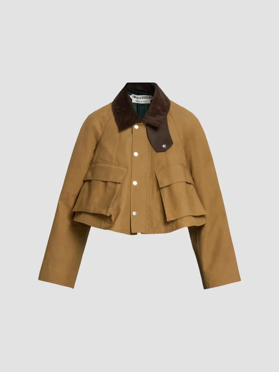 Contrast-Collar Cotton Barn Jacket by JW Anderson