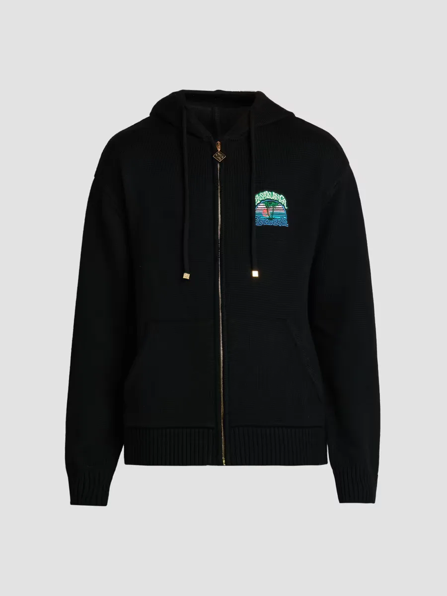 Palm Tree Cotton Full-Zip Hoodie by Casablanca