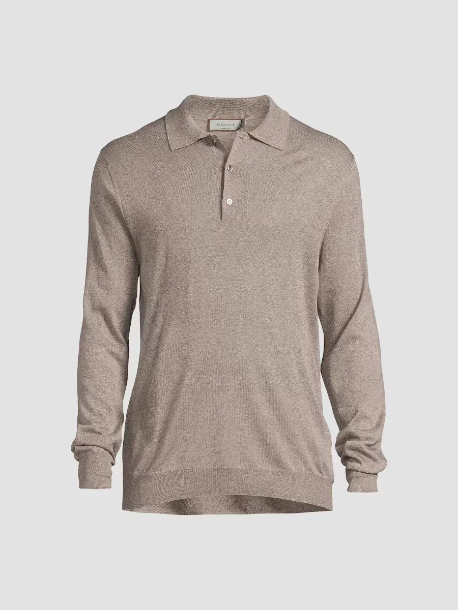 Heathered Merino Wool Modern-Fit Polo Shirt by Canali
