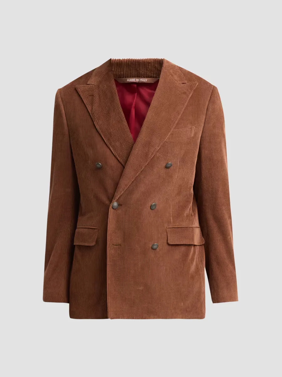Velvet Corduroy Cotton Double-Breasted Jacket by Canali
