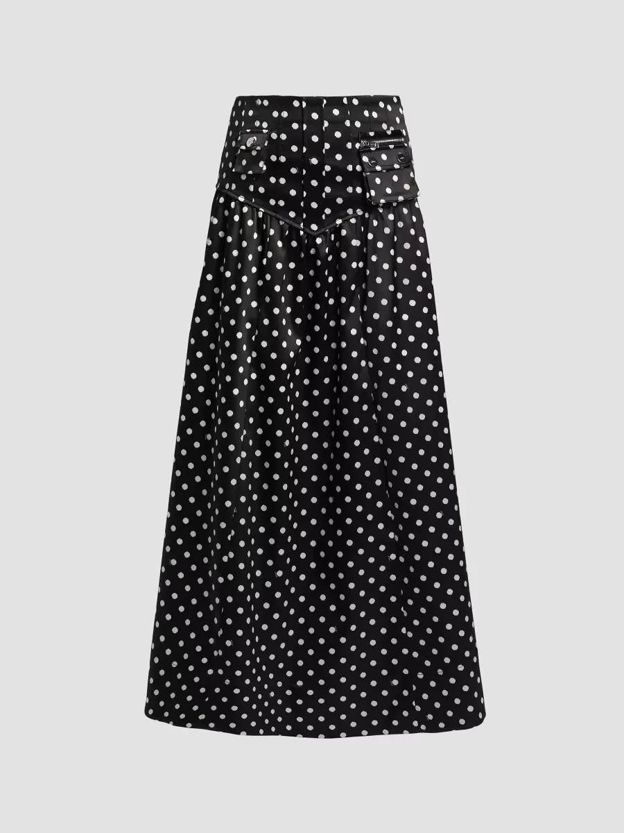 Printed Double Satin Corset A-Line Maxi Skirt by GANNI