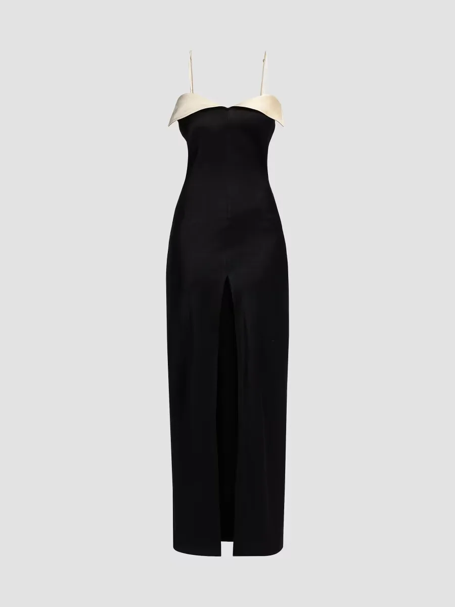 Nelma Folded Satin Maxi Dress by Nanushka