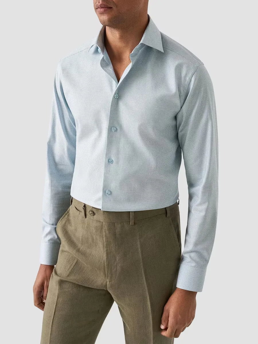 Contemporary-Fit Semi-Solid Cotton Shirt by Eton