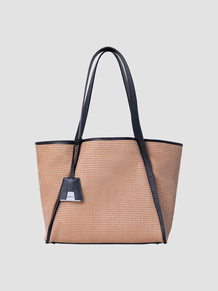 Medium Alex Raffia Bucket Tote by Akris