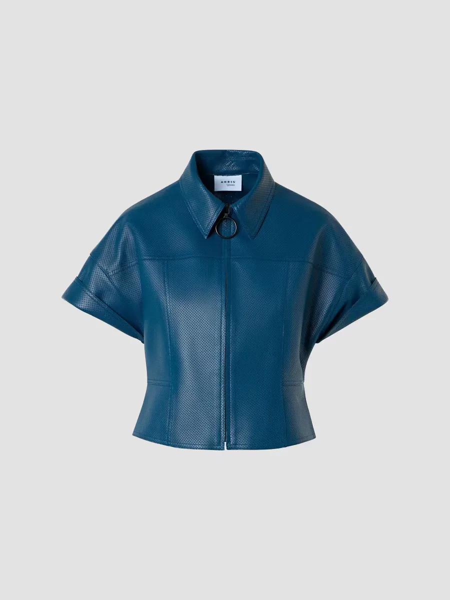 Pin-Dot Leather Crop Jacket by Akris Punto