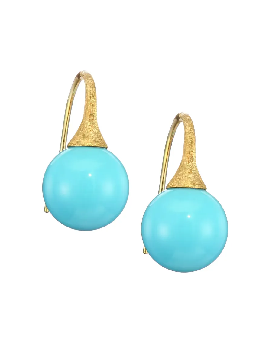 18K Yellow Gold & Turquoise Drop Earrings by Marco Bicego