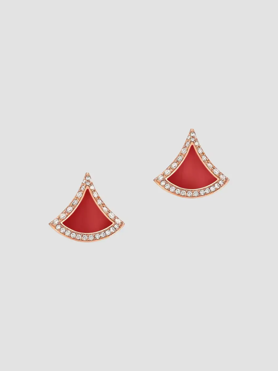 Divas Dream 18K Rose Gold, Pink Carnelian & 0.10 TCW Diamond Earrings by BVLGARI