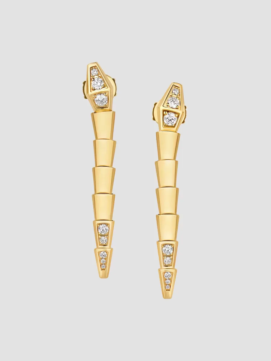 Serpenti Viper 18K Yellow Gold & 0.53 TCW Diamond Drop Earrings