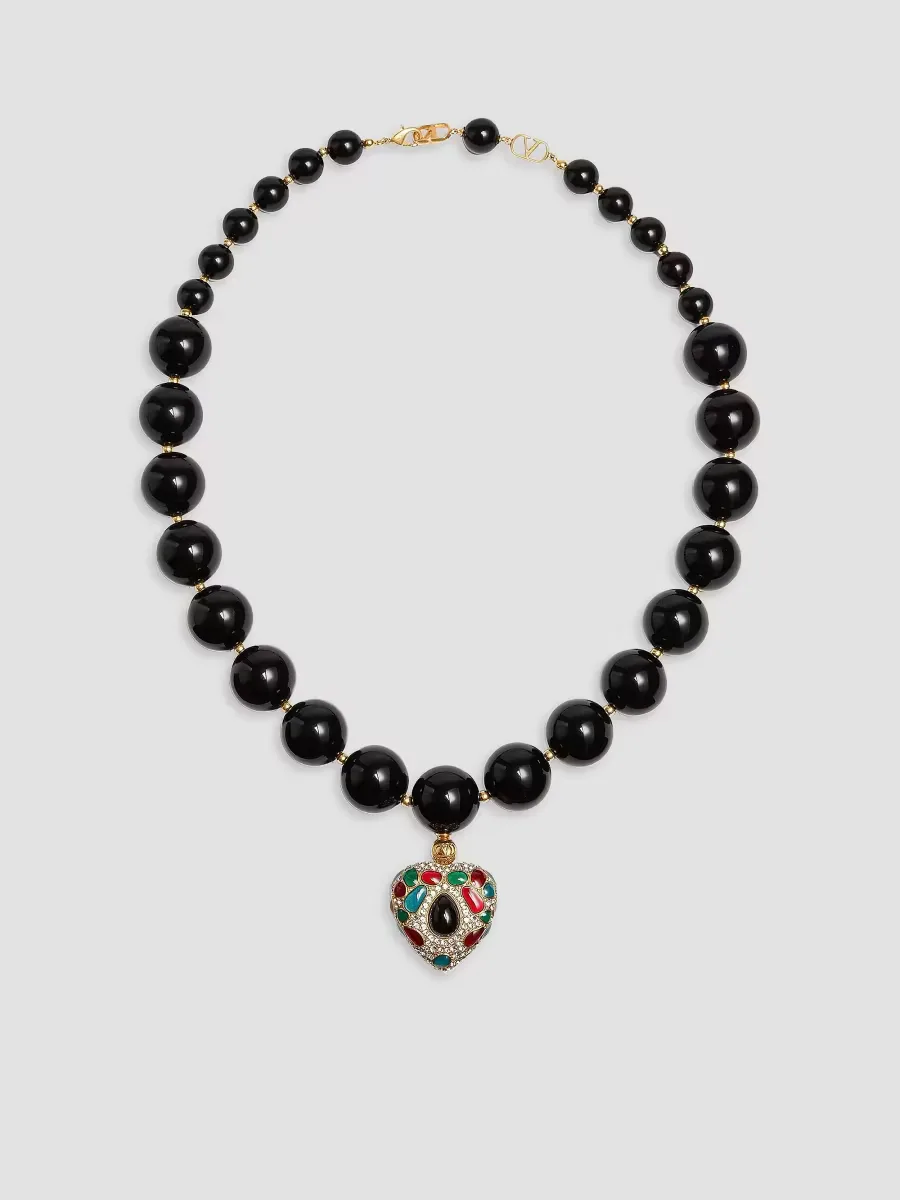 Coeur Royal Necklace in Metal, Resin, Enamel and Swarovski Crystals by Valentino