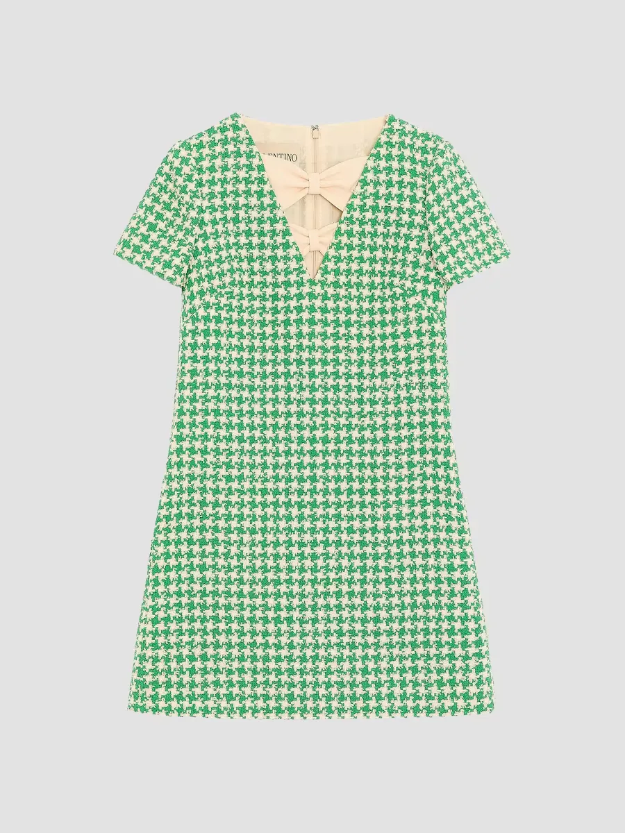Short Houndstooth Tweed Dress by Valentino