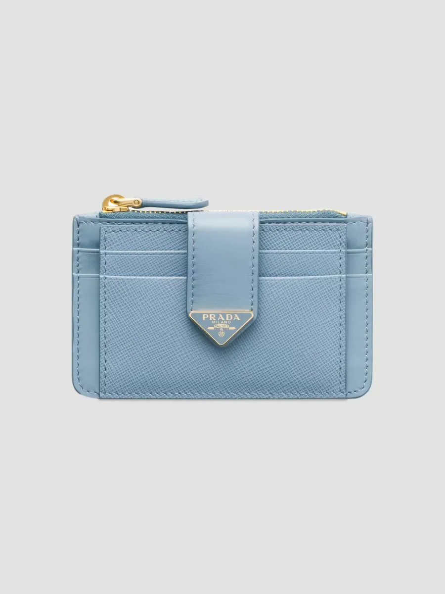 Saffiano and Smooth Leather Card Holder by Prada