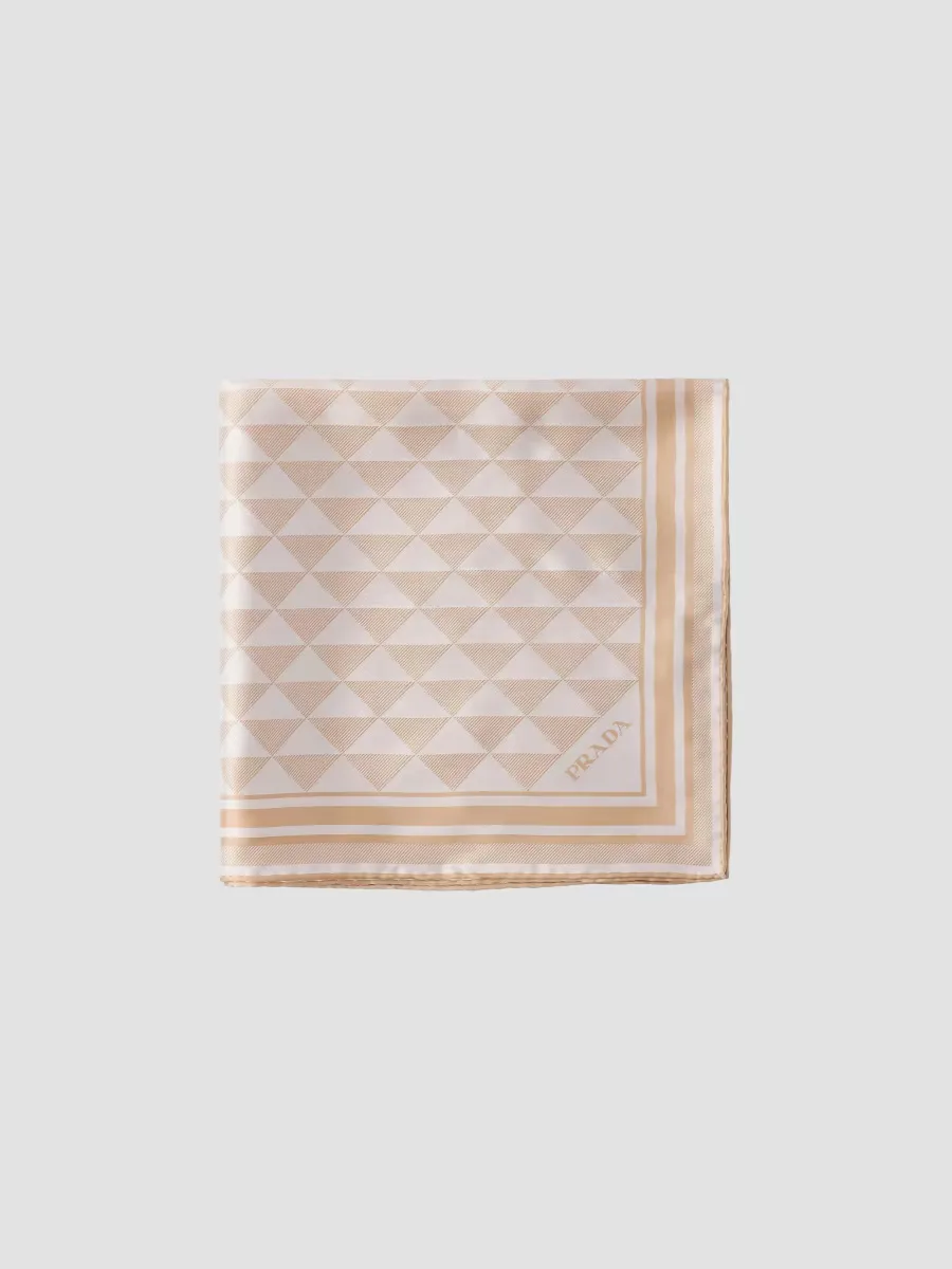 Printed Silk Twill Square Scarf by Prada