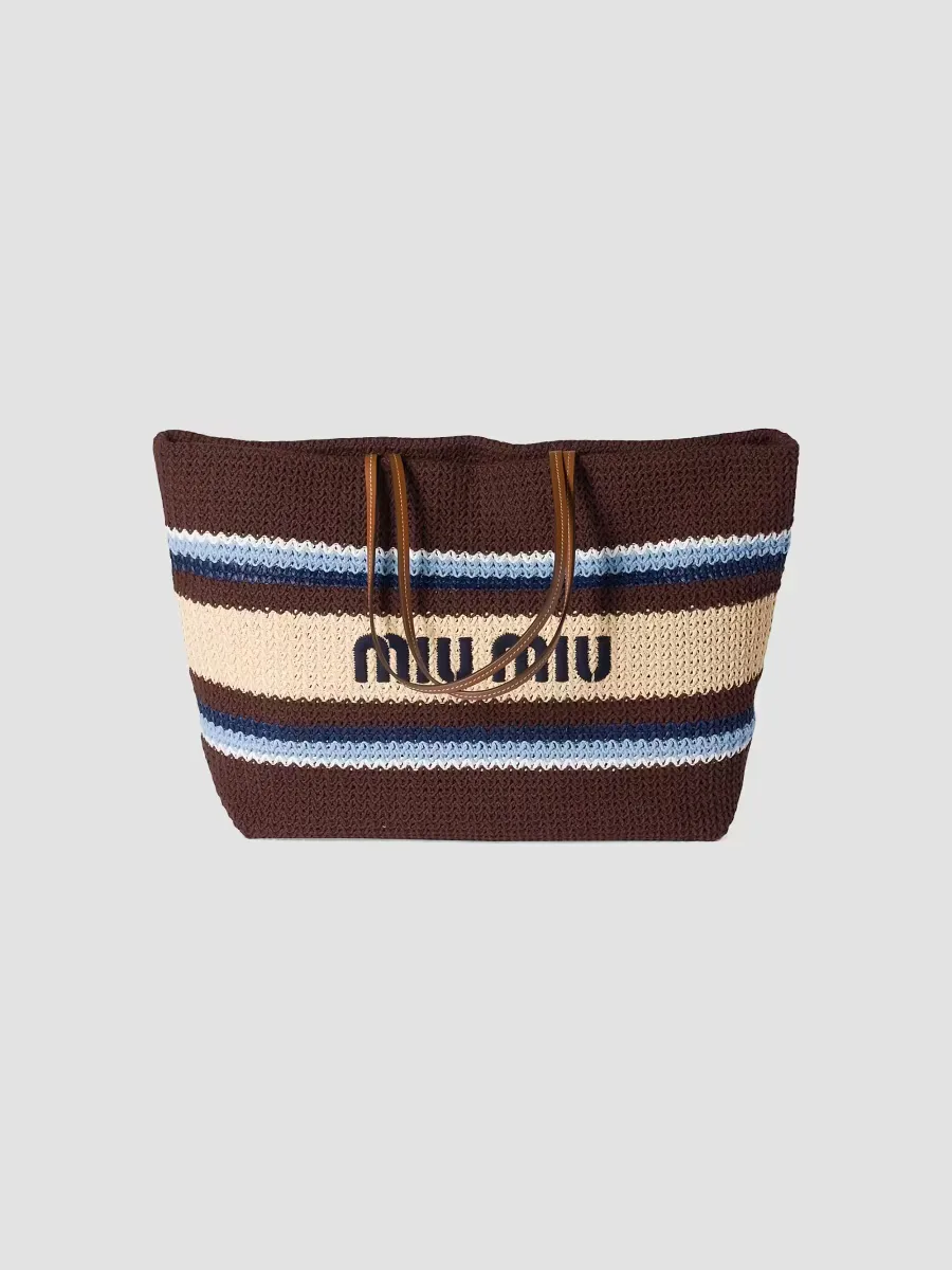Raffia-Effect Woven Shoulder Bag by Miu Miu