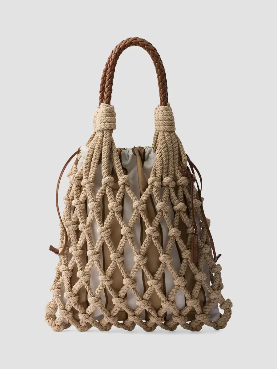 Nou Medium Cotton Macram Shoulder Bag by Prada