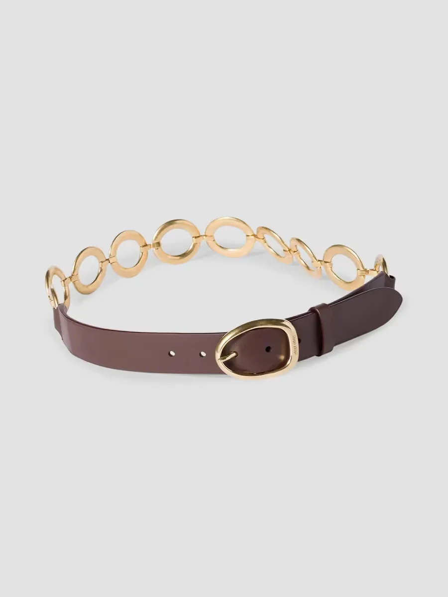 Leather and Metal Belt by Miu Miu