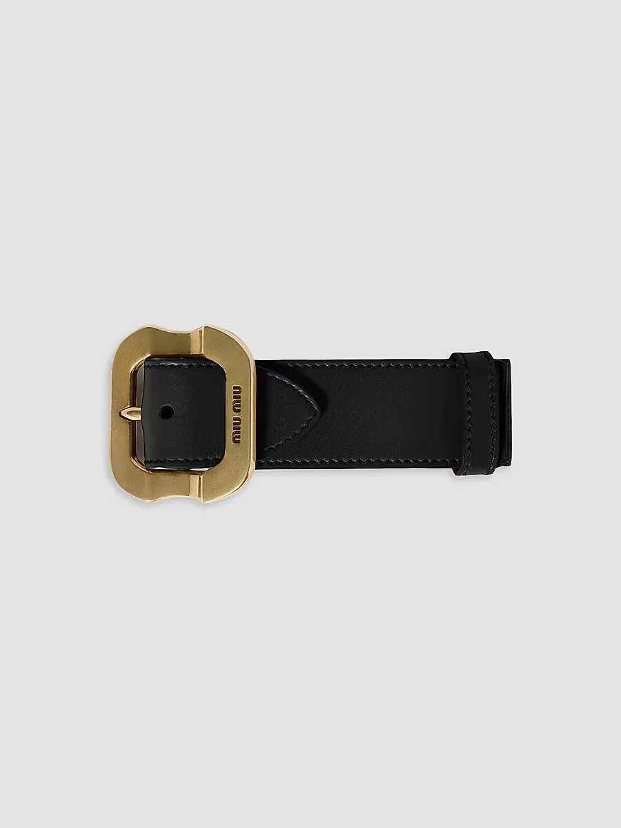 Leather Bracelet with Buckle by Miu Miu