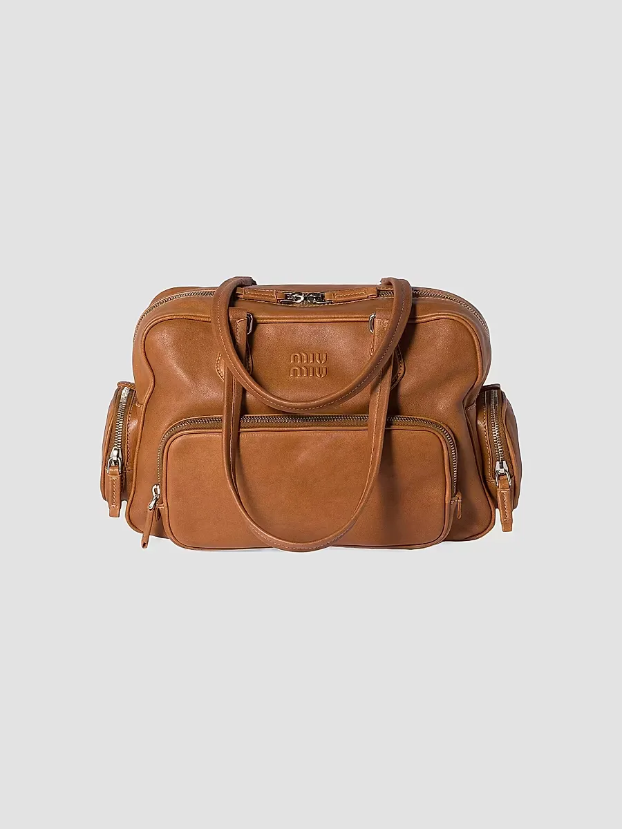 Pocket Nappa Leather Top-Handle Bag by Miu Miu