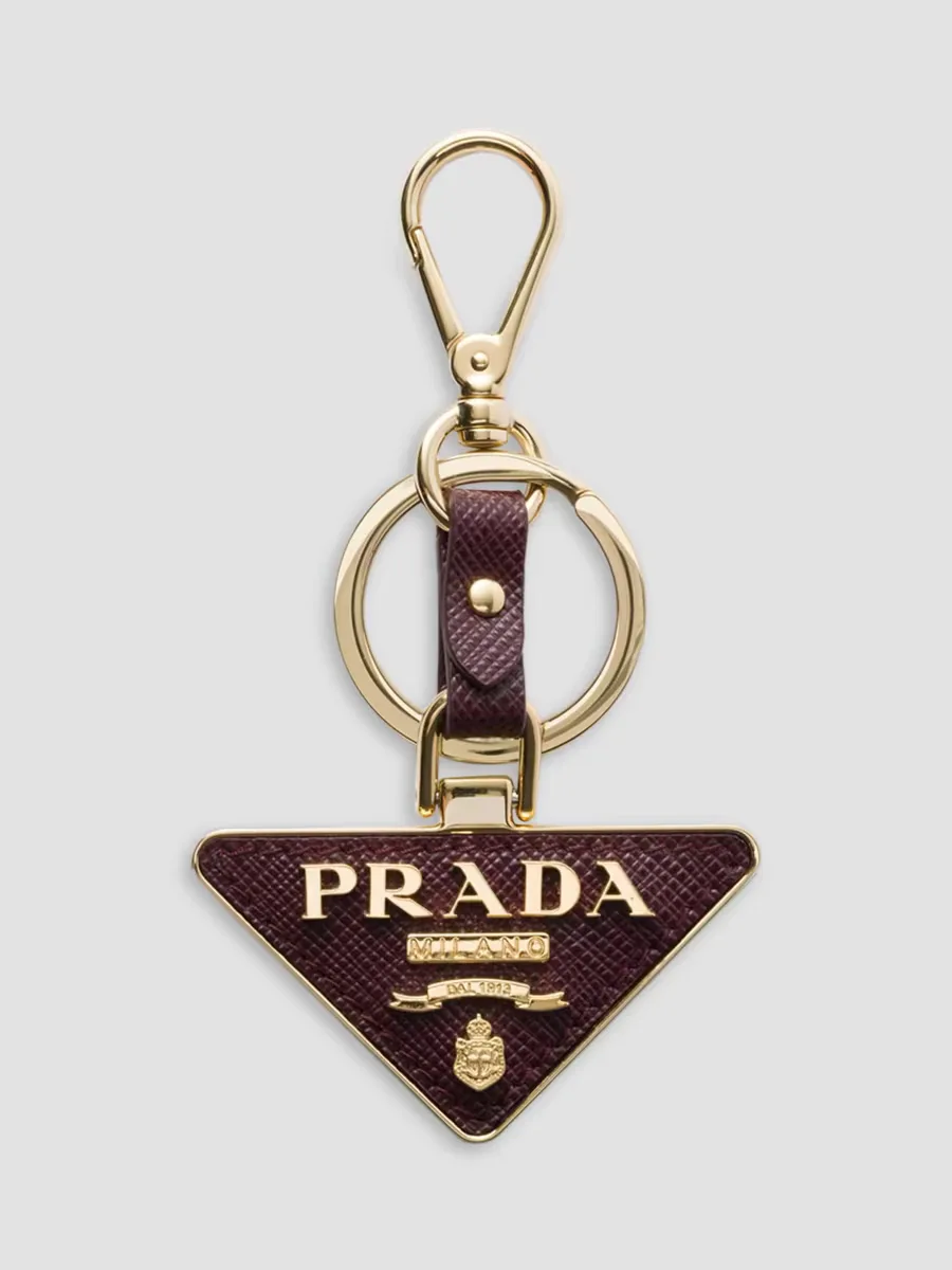 Saffiano Leather and Metal Keychain by Prada