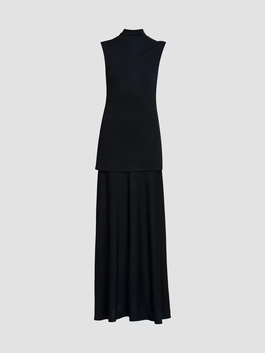 Crepe Mock-Turtleneck Maxi Dress by Jil Sander