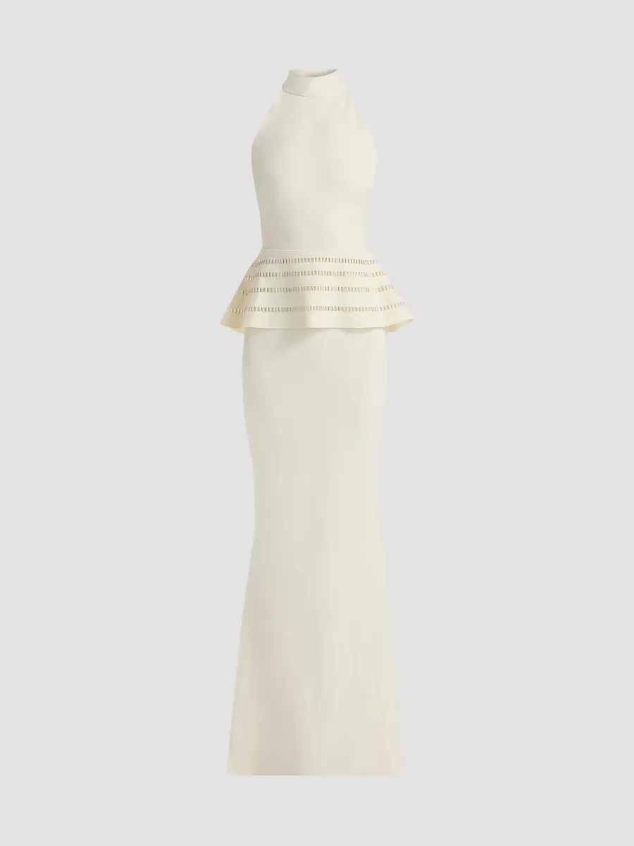 Imera Laser Cut Peplum Gown by Chiara Boni La Petite Robe