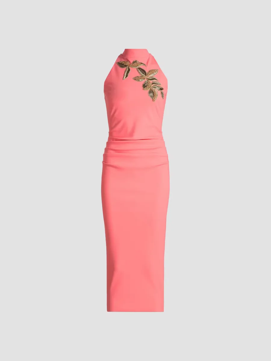 Nimby Embroidered Halterneck Midi-Dress by Chiara Boni La Petite Robe