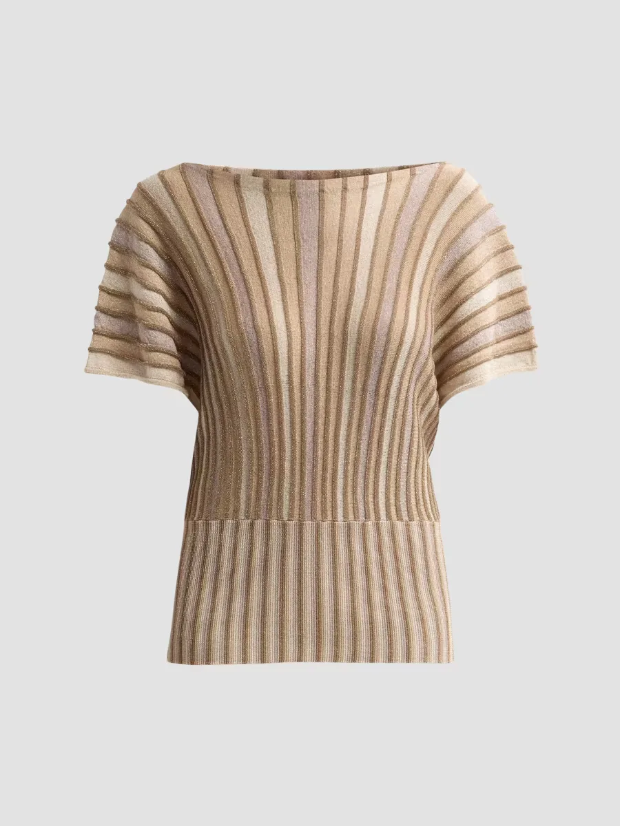 Metallic Ribbed Top by Chiara Boni La Petite Robe