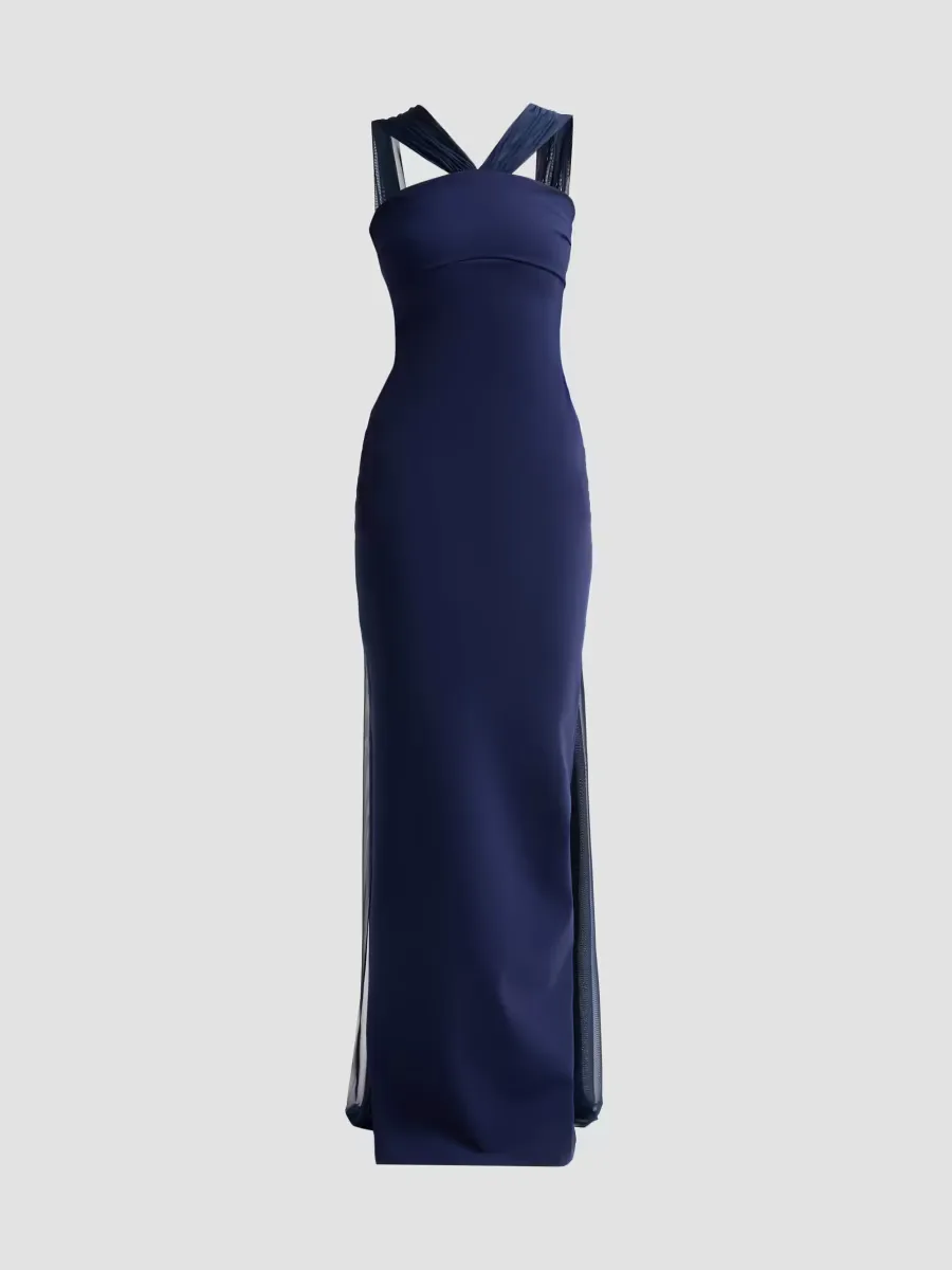 Eridani Mesh-Panel Jersey Maxi Dress by Chiara Boni La Petite Robe