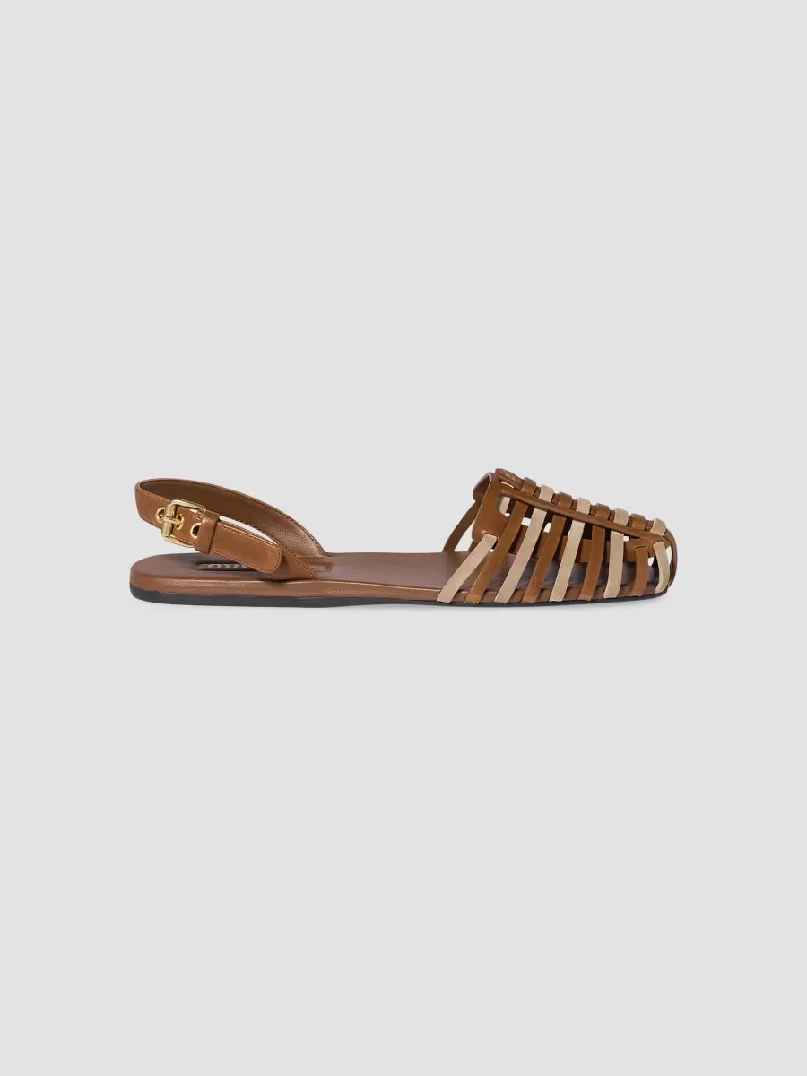 Nappa and Suede Leather Sandals by Miu Miu