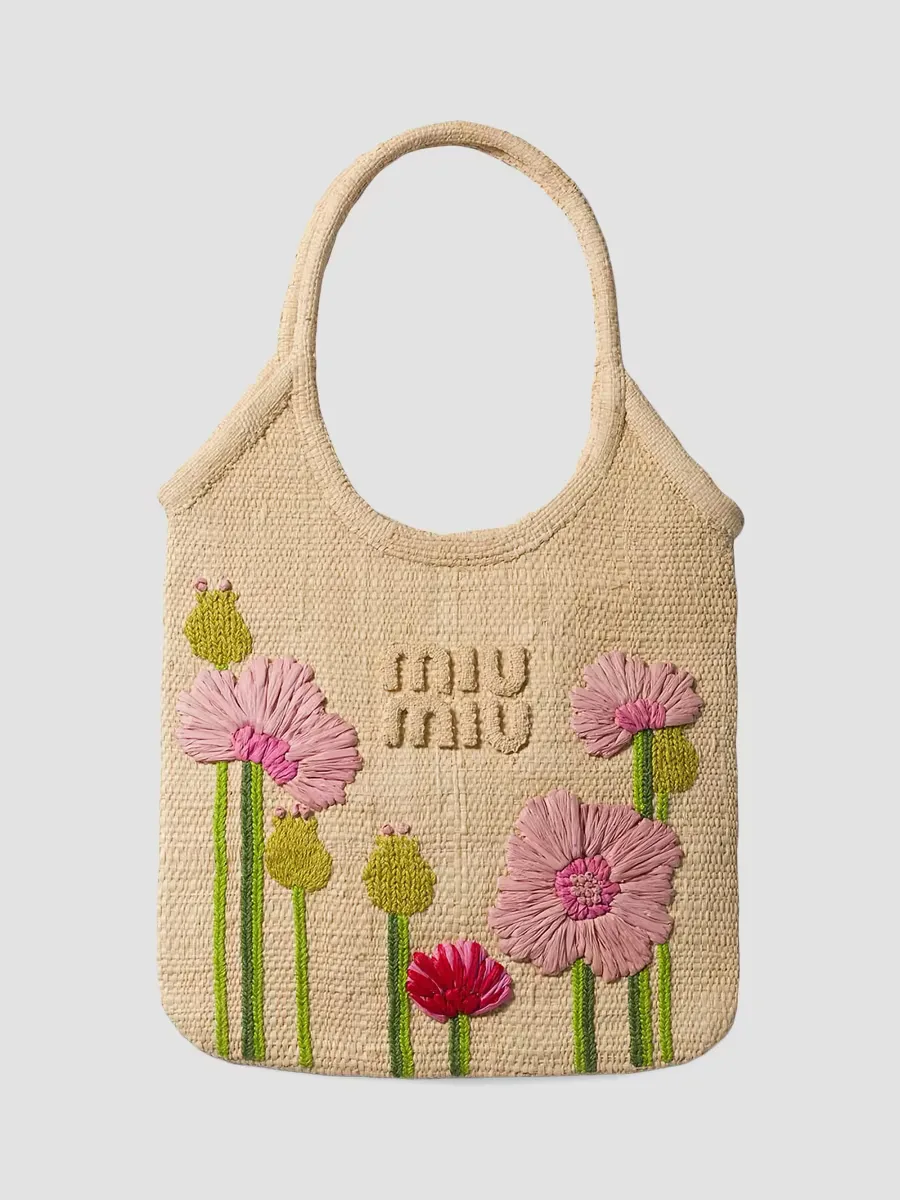 Ivy Raffia Top Handle Bag by Miu Miu