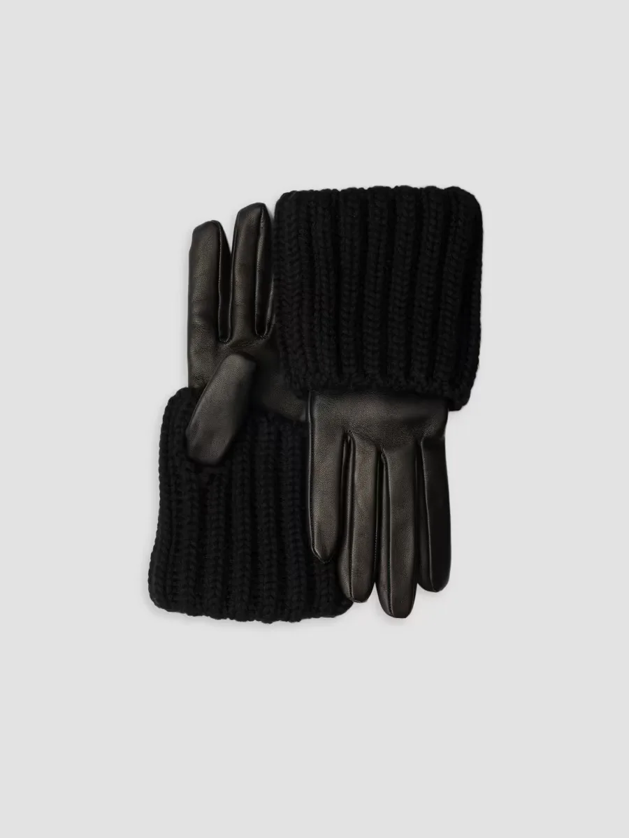 Nappa Leather and Knit Gloves by Prada
