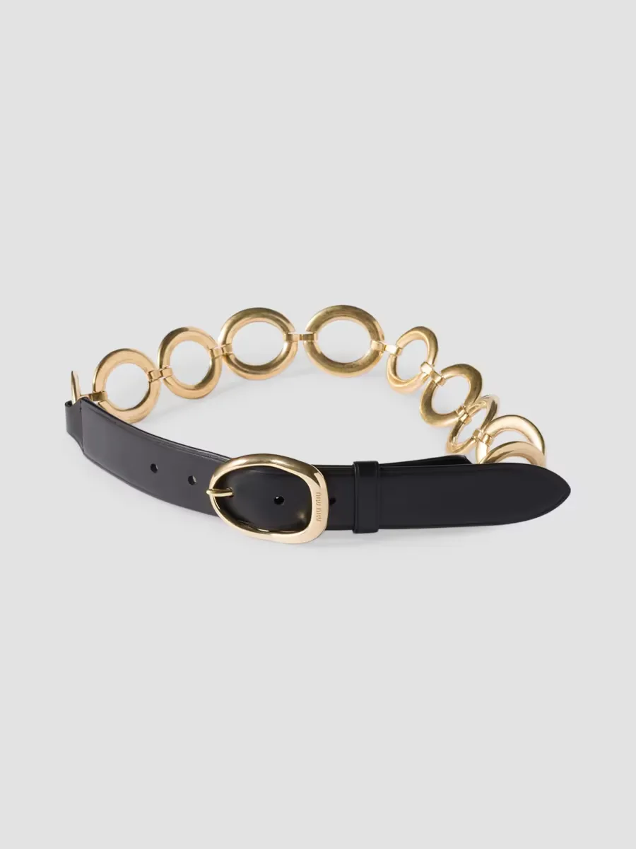 Leather and Metal Belt by Miu Miu