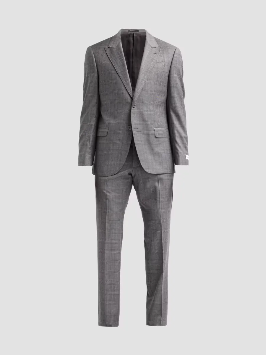 Emporio Armani Glen Check Wool Single-Breasted Suit by Armani