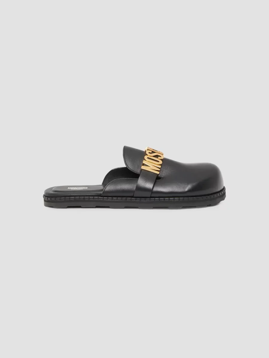Logo Faux-Leather Mules by Moschino