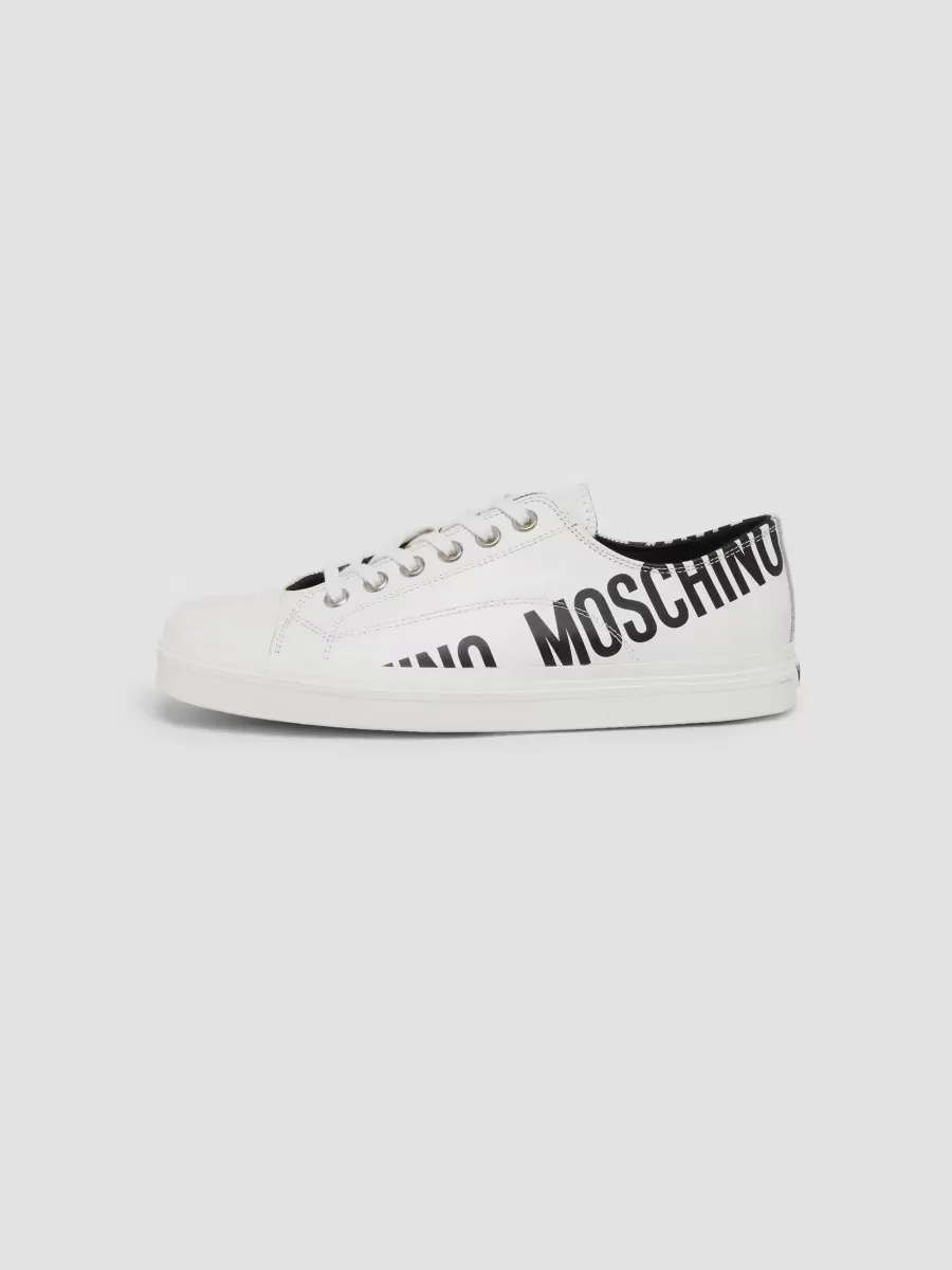 Logo Faux-Leather Low-Top Sneakers by Moschino