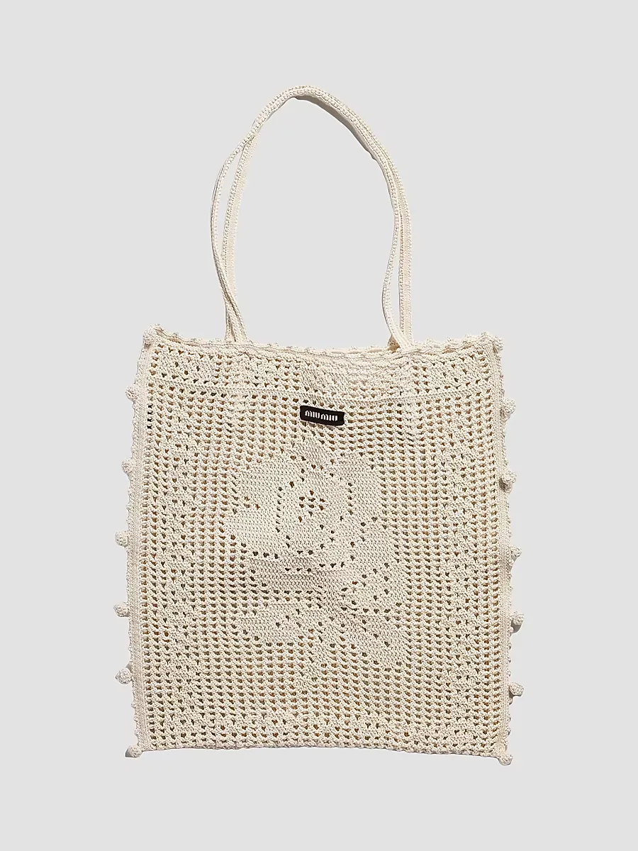Cotton Crochet Tote Bag by Miu Miu