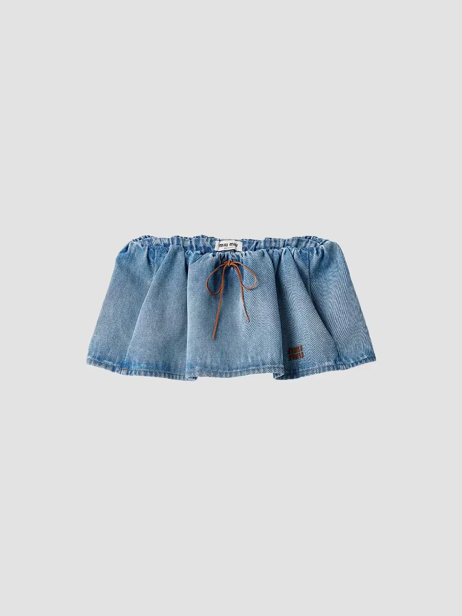 Washed Denim Mini-Skirt by Miu Miu