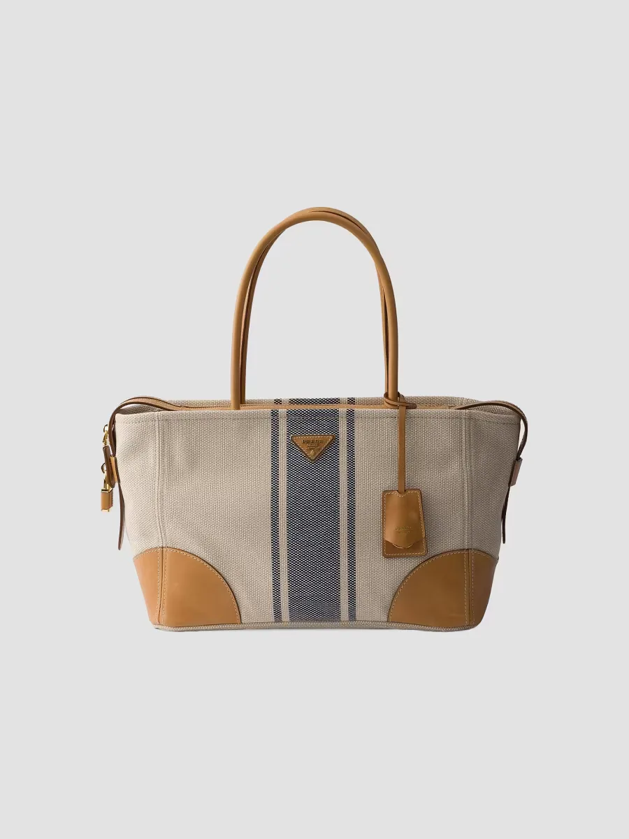 Canvas and Leather Tote Bag by Prada