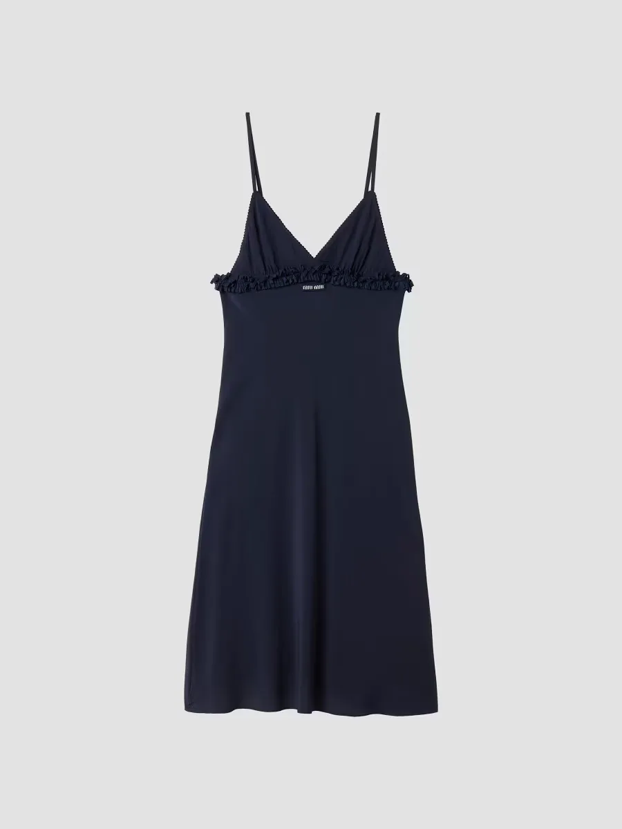 Embroidered Marocain Crepe Dress by Miu Miu