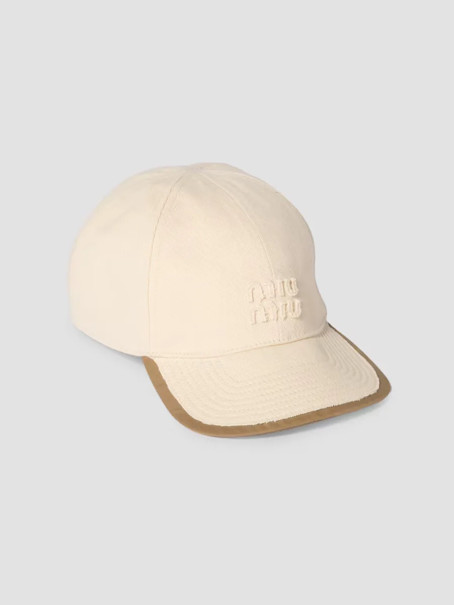 Drill and Poplin Baseball Cap by Miu Miu