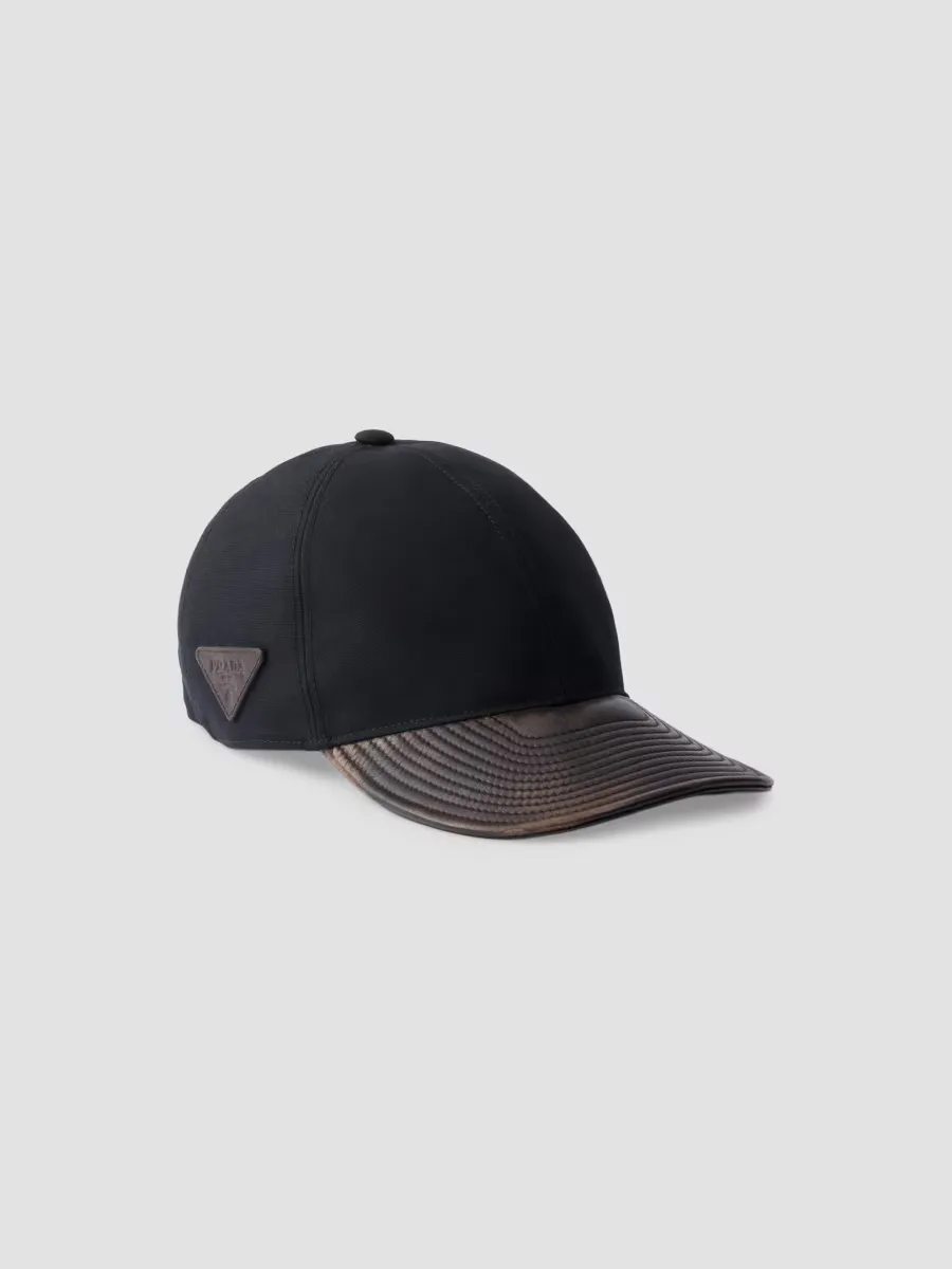 Technical Cotton and Leather Baseball Cap by Prada