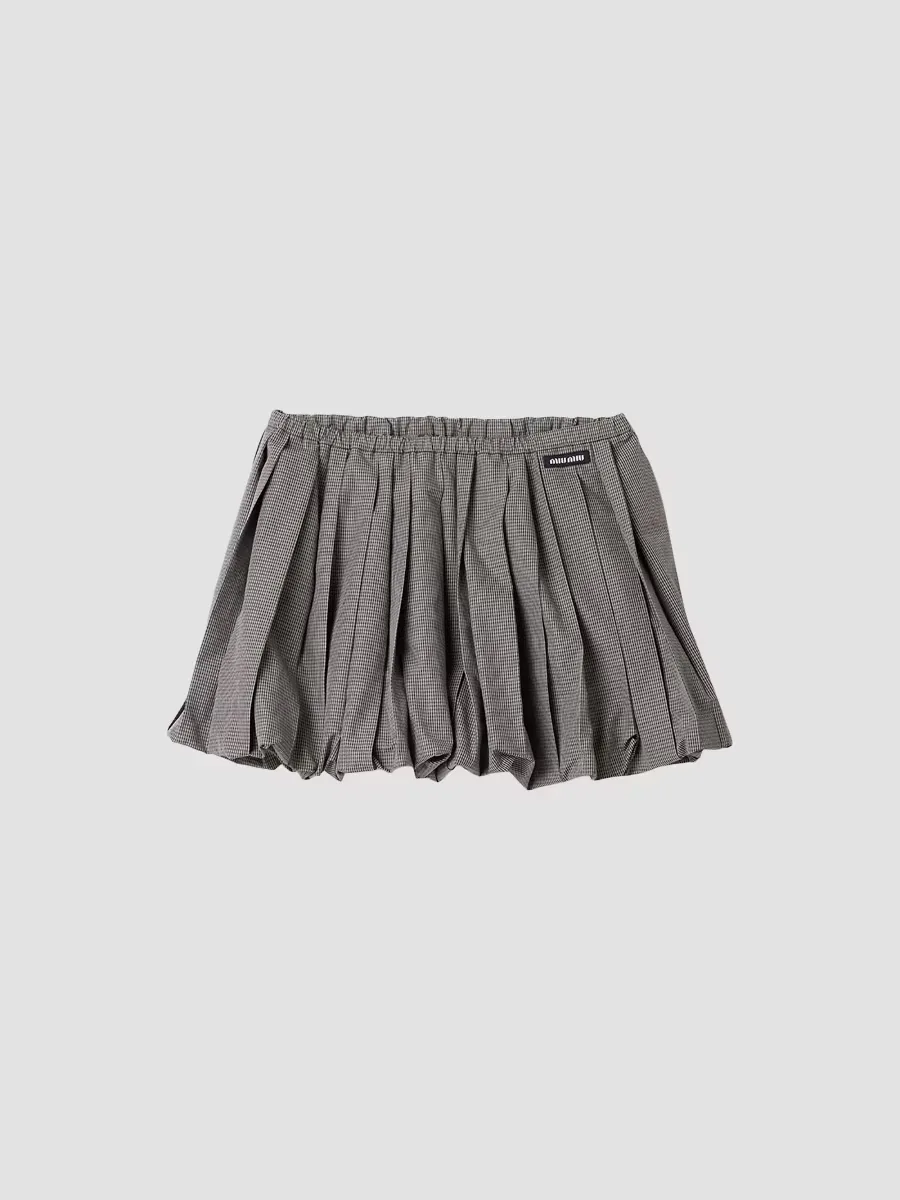 Pleated Gingham Check Skirt